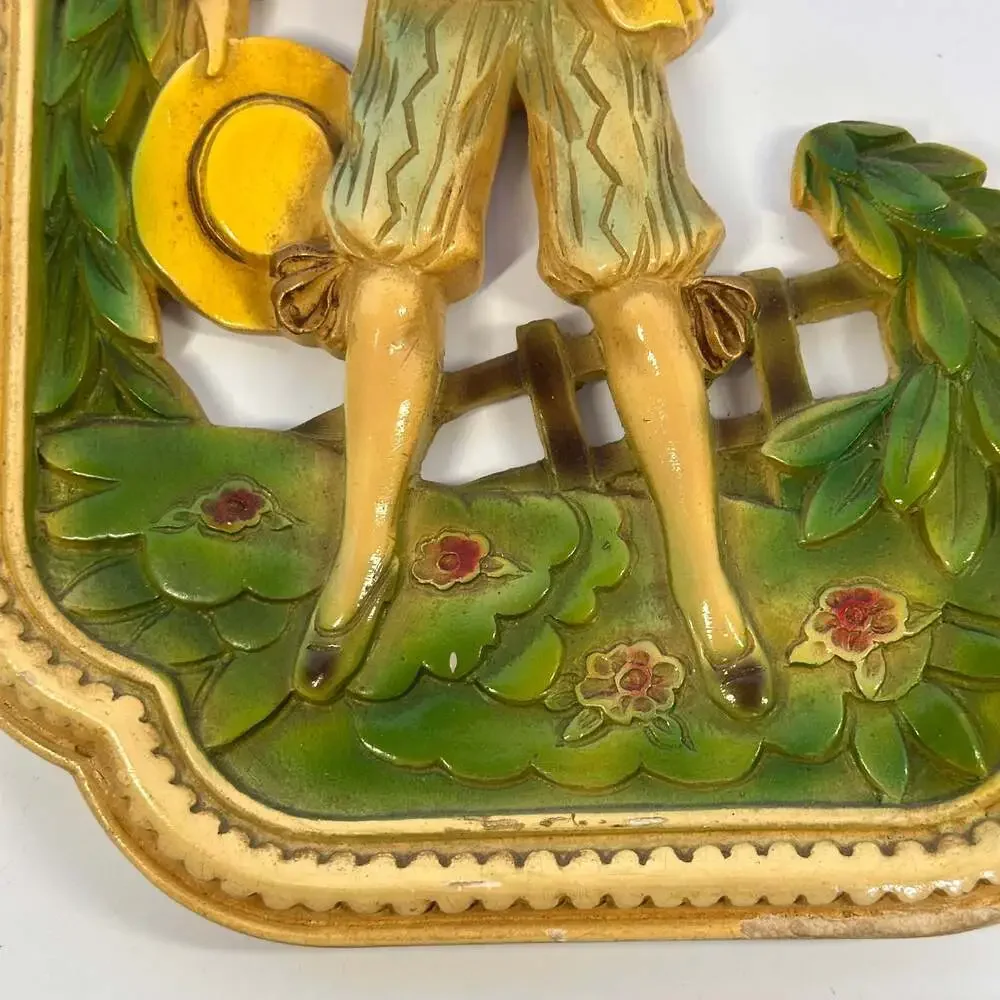 Vintage Empire 3D Wall Art Victorian Courting Couple‎ Plaques Made In Italy